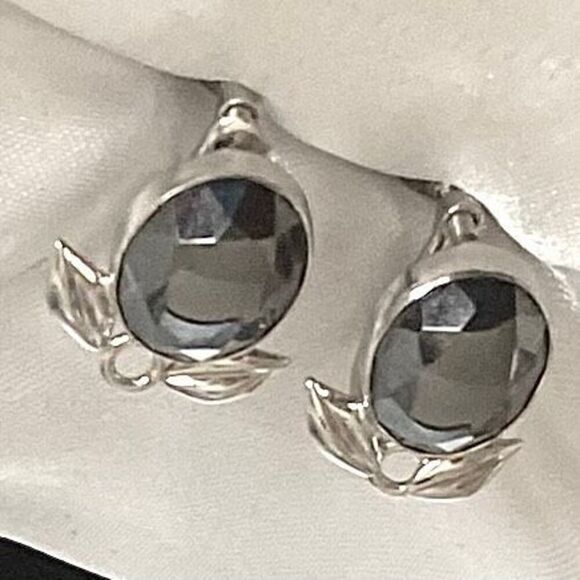 ANX Vintage Smokey Quartz & Sterling Earrings - Picture 3 of 9